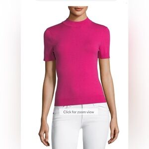 Milly hot pink mock neck short sleeve sweater top Size Large